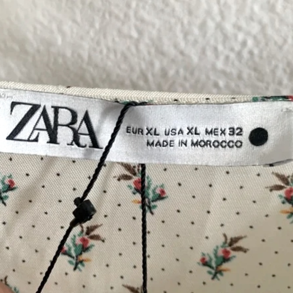 Zara Green Cream Fitted Button Down Crop Top - Picture 4 of 10